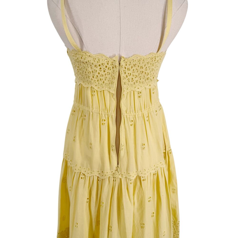 NWT Ulla Johnson Isadore Midi Dress Yellow Eyelet Preppy Beach Party Size 2 - Picture 8 of 16